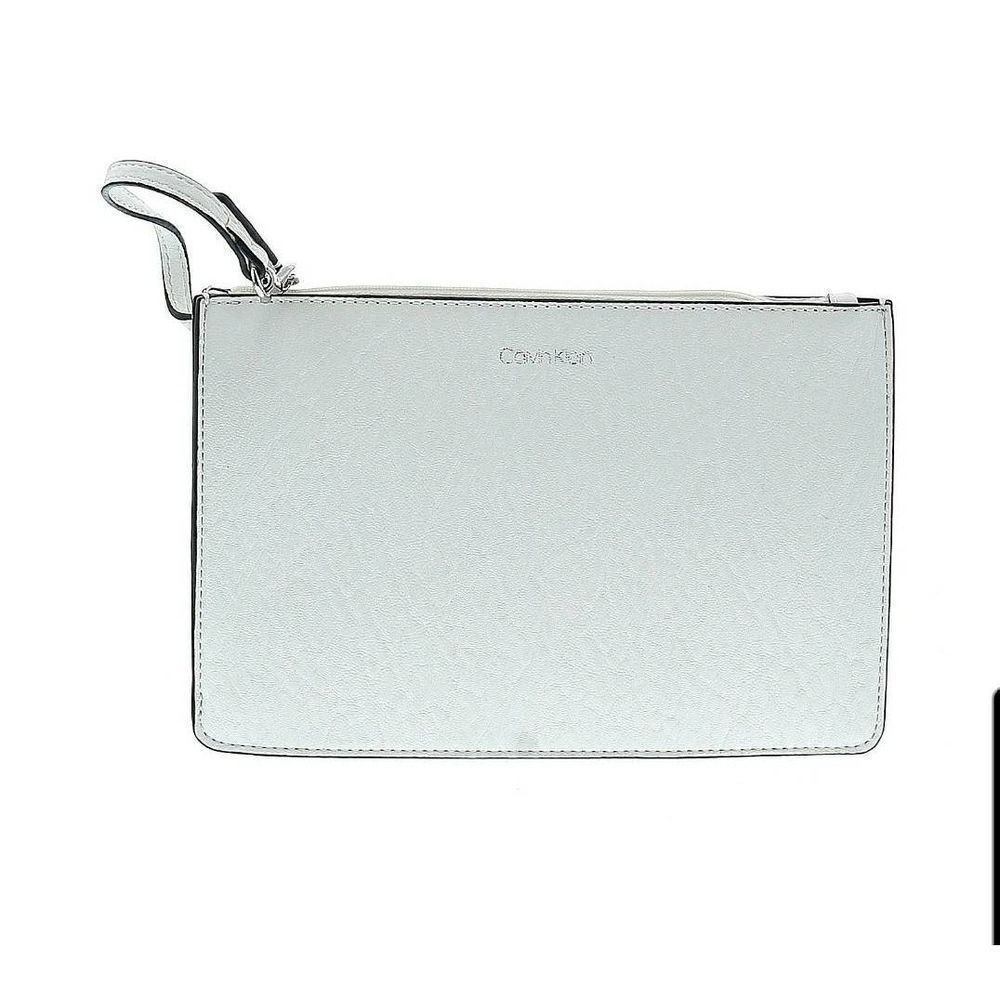 Calvin Klein White and Blue Wristlet - 9.75" L, 1" D, 7" H